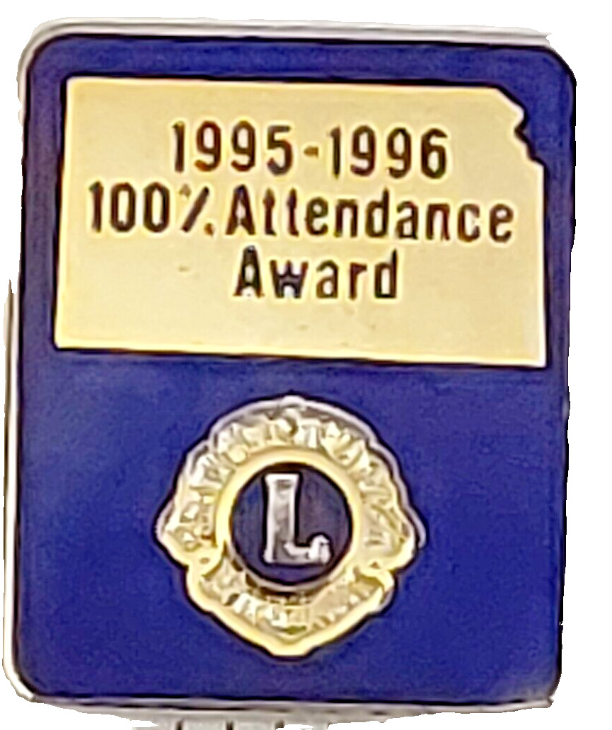 Lion\'s International 1995-1996 100% Attendance Lapel Pin