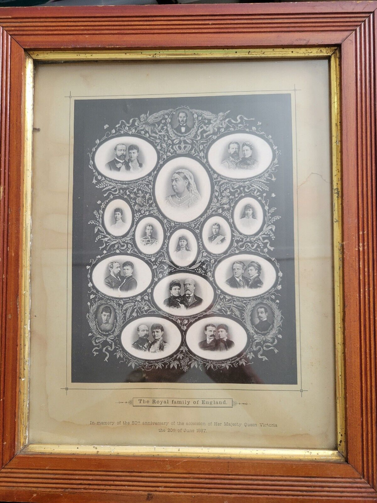 Queen Victoria Golden Jubilee 1887 Rare Antique Photo type Royal Family Tree