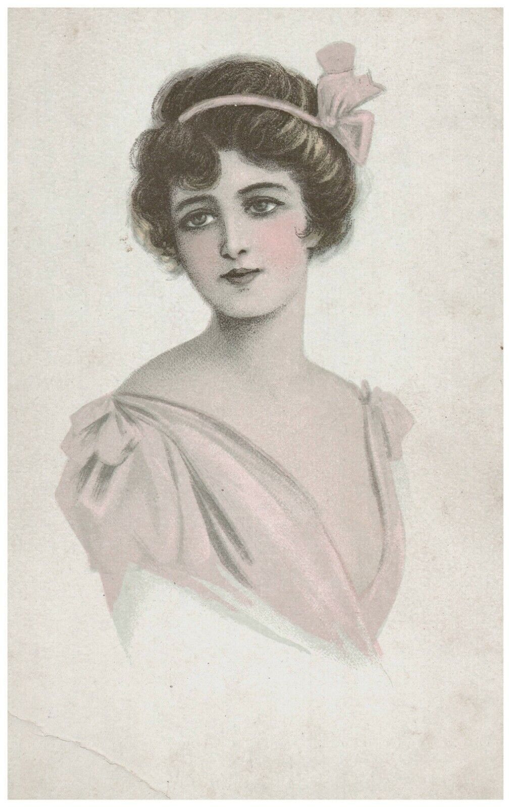Women in Pink Vintage Italian Art Postcard Unposted