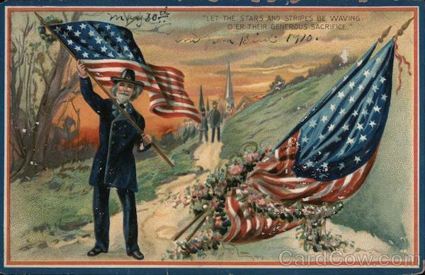 Memorial Day Man Waving American Flag Tuck Postcard Vintage Post Card