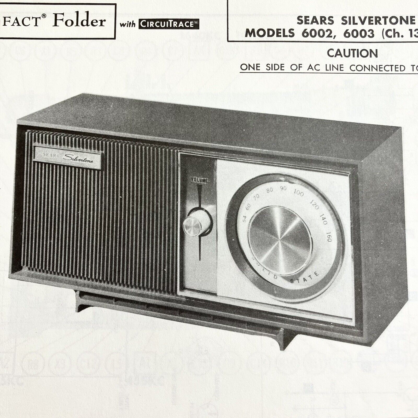 Vintage Original 1966 Silvertone Radio 6002 6003 Wire Schematic Service Manual
