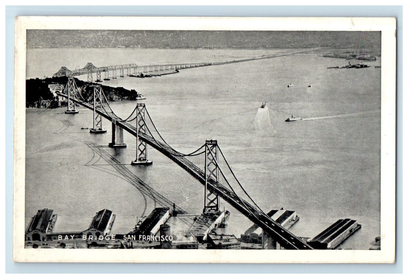 c1940s Bay Bridge San Francisco California CA Vintage Unposted Postcard