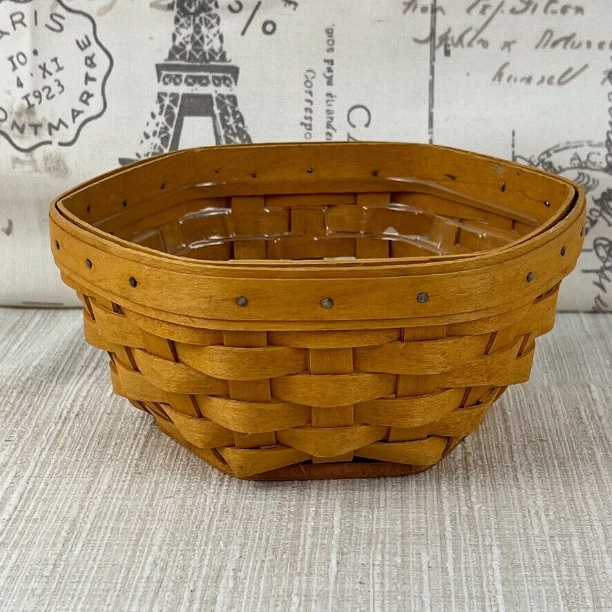 Longaberger 1999 Generations 7 inch Basket with Plastic Protector 7 x 6.75 x 3