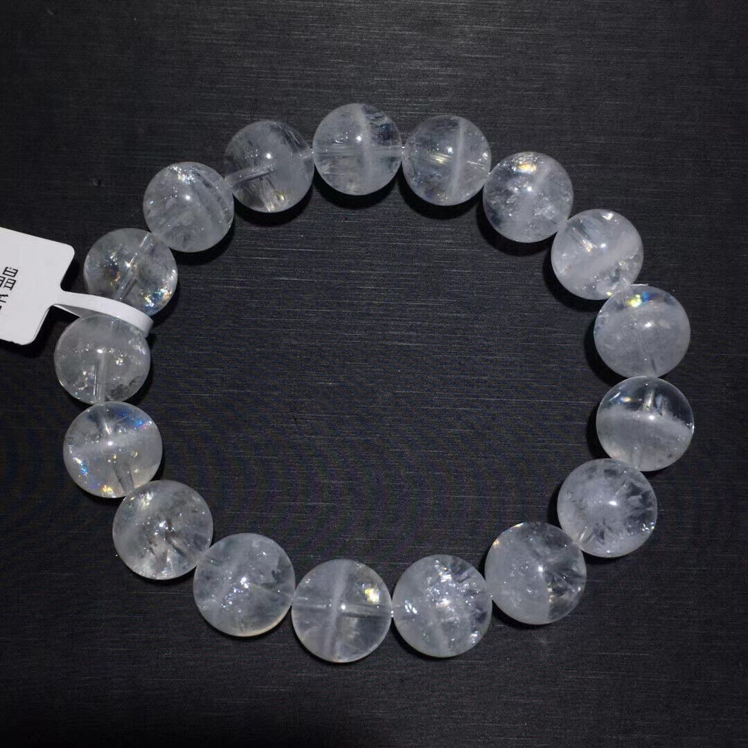 14mm Natural white Phantom Ghost Garden Quartz Crystal Beads Bracelet AAA