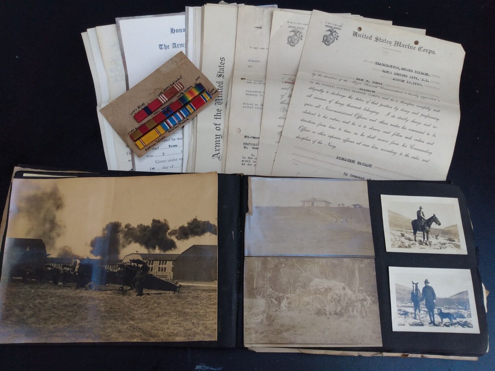 Original WW1 USMC Aviation Photo album & Document Grouping 