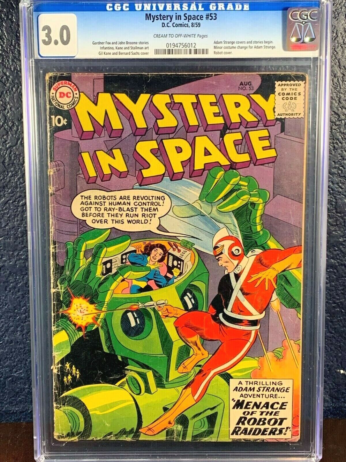 Mystery in Space 53 ADAM STRANGE First Cover Solo Story 1959 Gil Kane CGC 1st 17