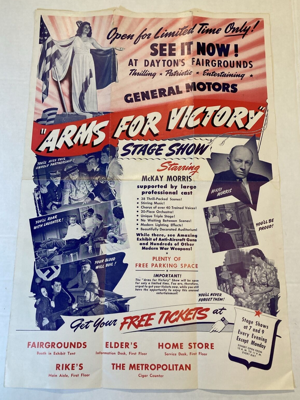 WWII Arms For Victory Stage Show Dayton Ohio General Motors Propaganda Poster