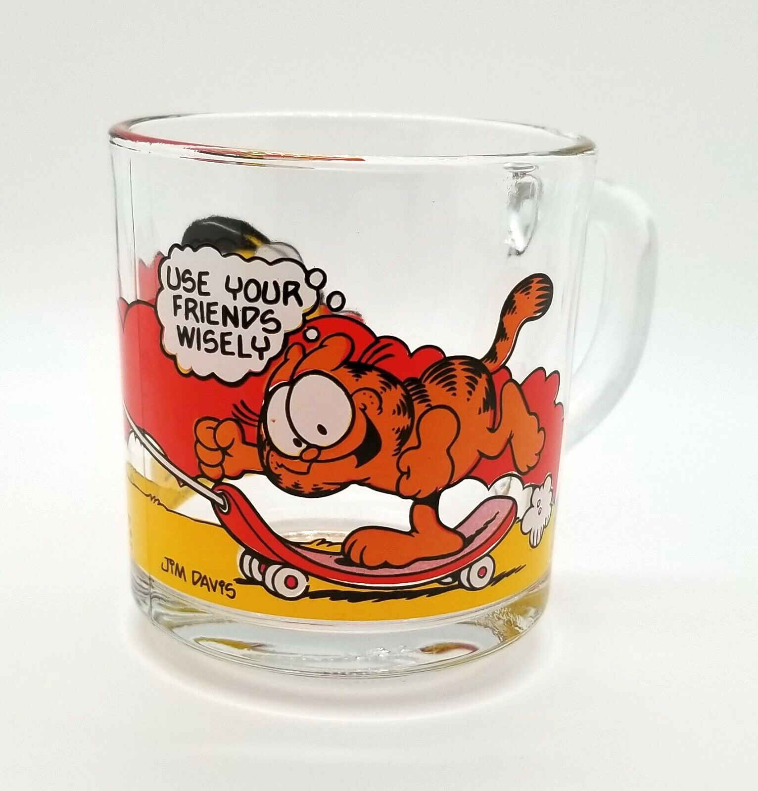 Vintage 1978 McDonalds GARFIELD Use Your Friends Wisely 8 Oz Glass Cup Mug