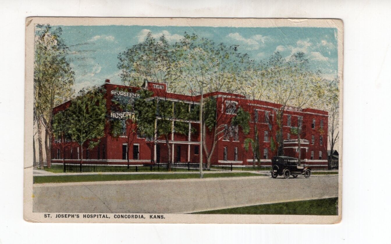 circa 1915 postcard, St Joseph's Hospital, Concordia, Kansas.
