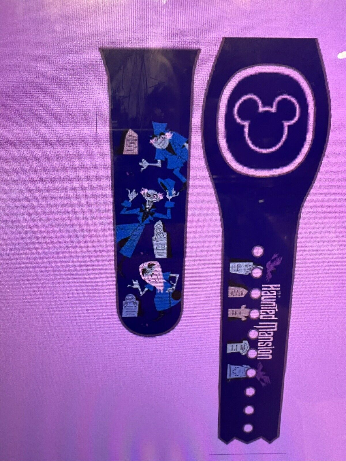 Disney Parks Magicband + Magic Band Plus Haunted Mansion FLYING GHOSTS NAVY BLUE