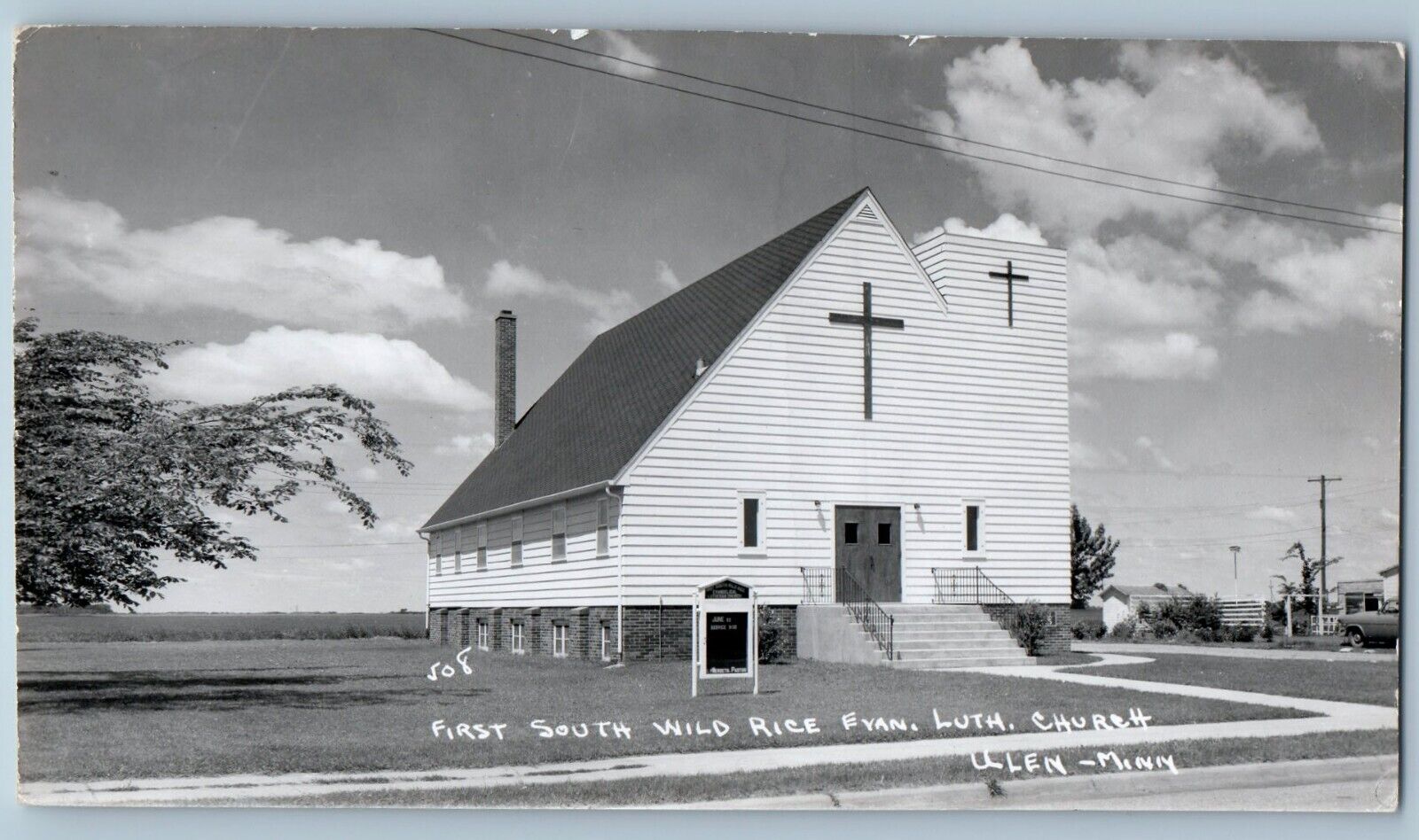 Ulen Minnesota MN Postcard RPPC Photo First South Wild Rice Evan. Luth. Church