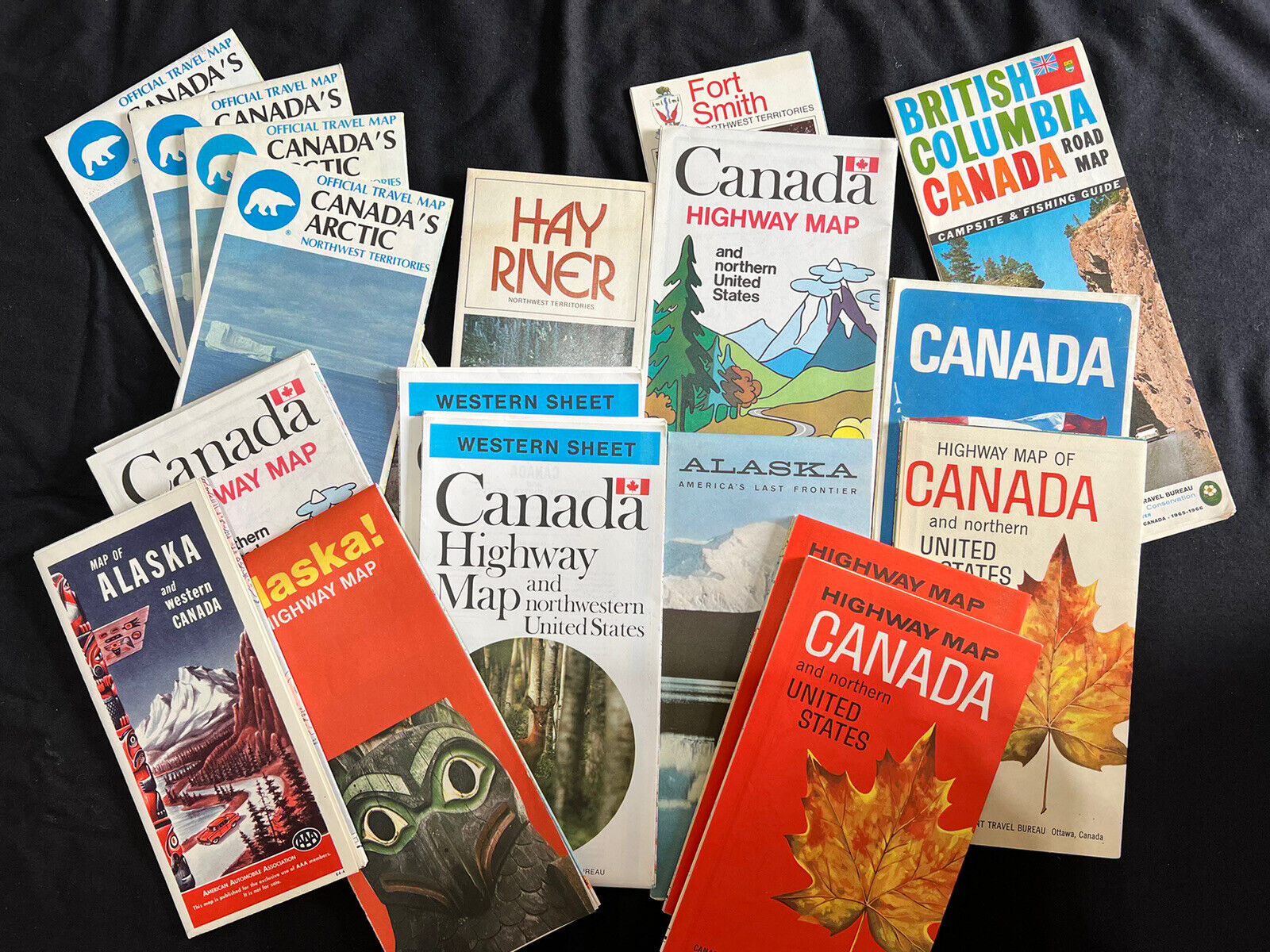 Vintage Collector's Maps Of Western Canada, Lot Of 18. 1965-1970s