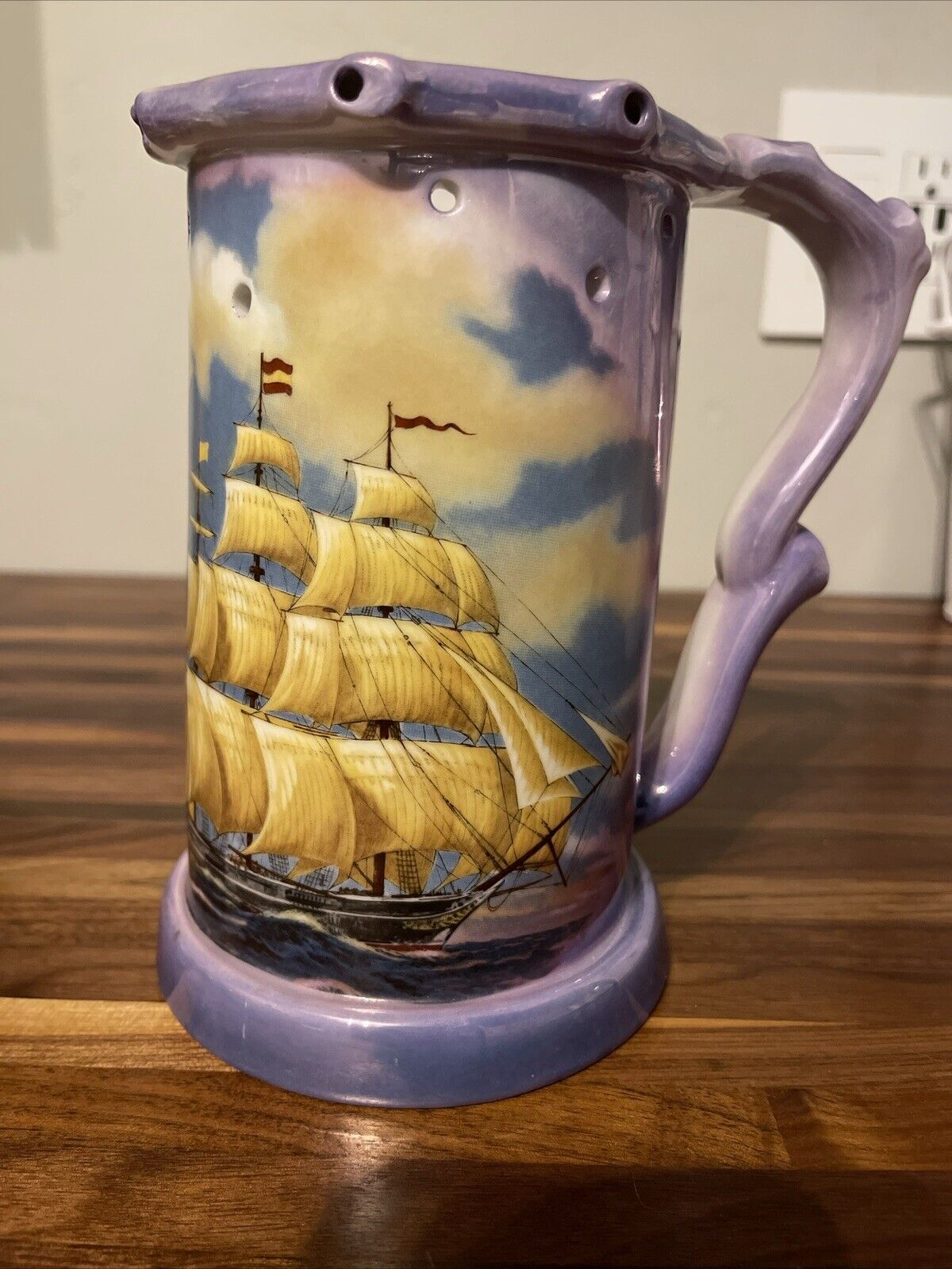 Vintage Schedel Bavarian Nautical Puzzle Mug Beer Stein Multicolor Drinking Game