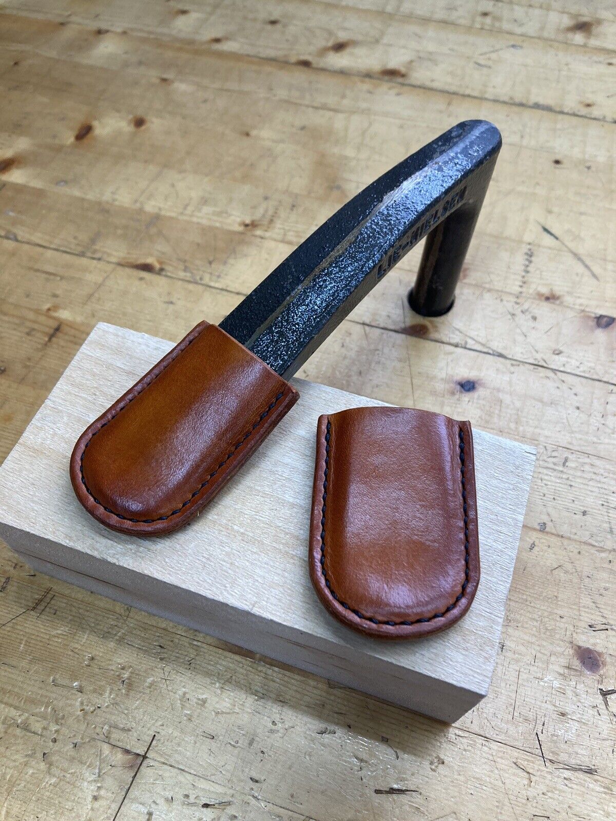 Pair of Leather Shoes / Pads / Covers for Lie-Nielsen Holdfast