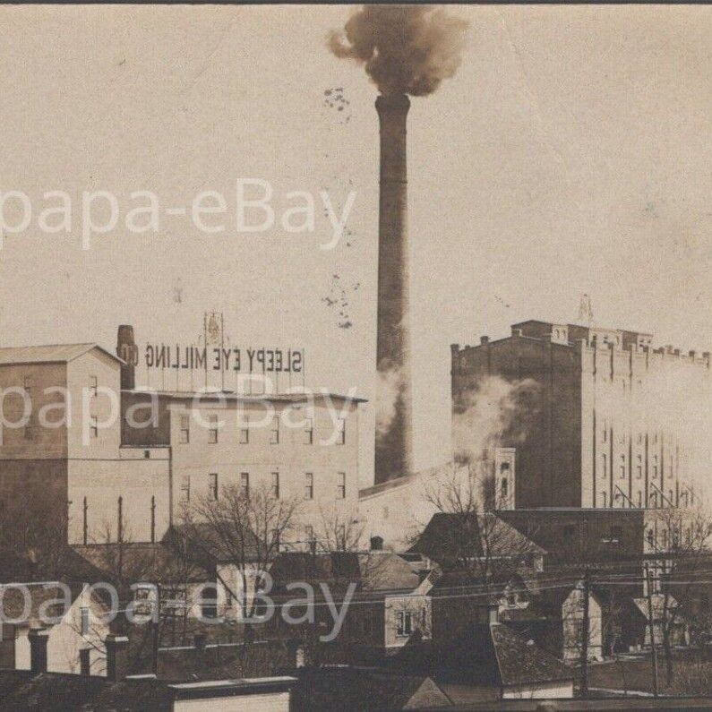 1908 RPPC Sleepy Eye Mill Milling Company Train Railroad Load MN Postcard #2