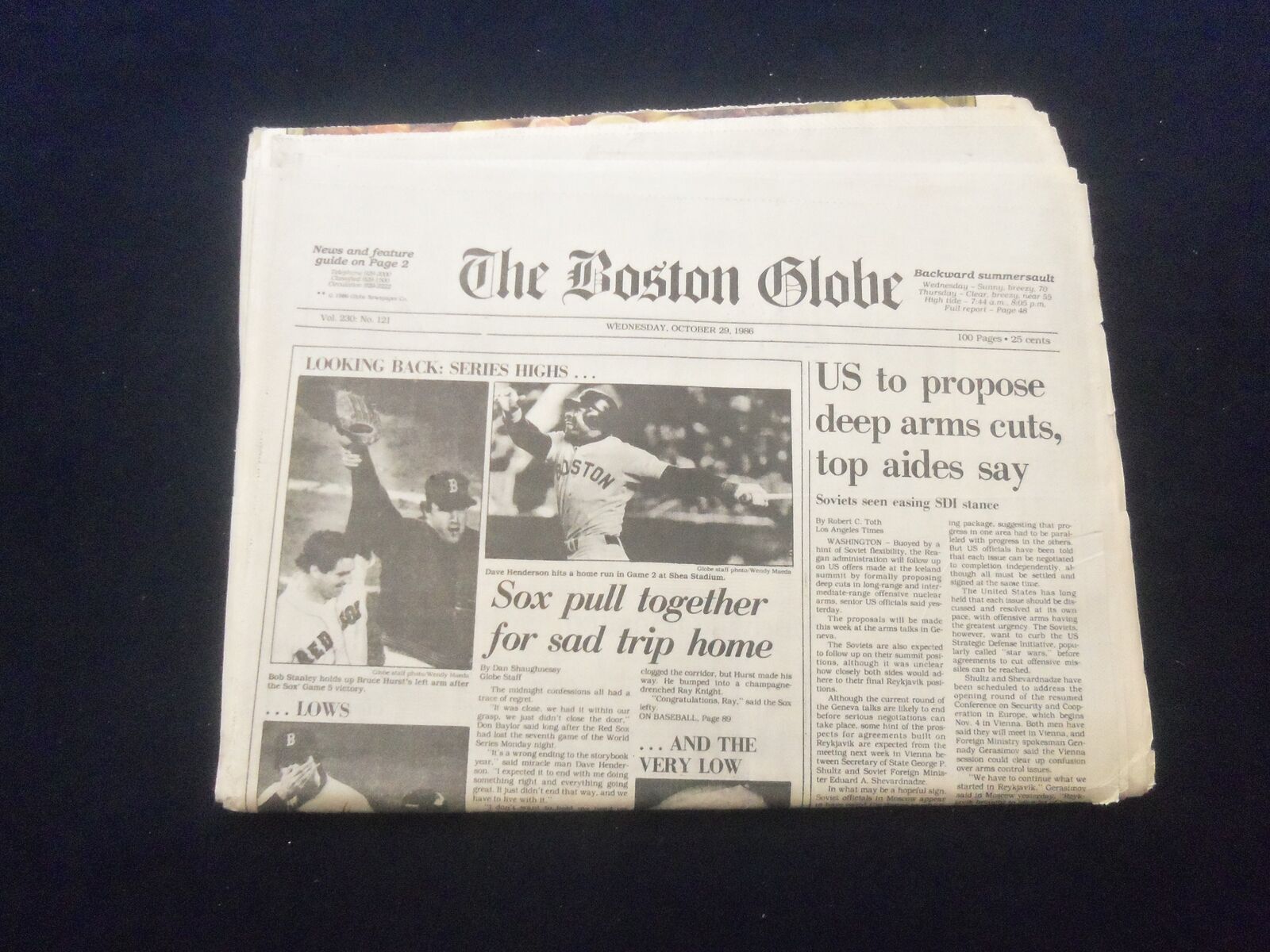 1986 OCT 26 THE BOSTON GLOBE NEWSPAPER - NEW YORK METS WIN WORLD SERIES- NP 6095