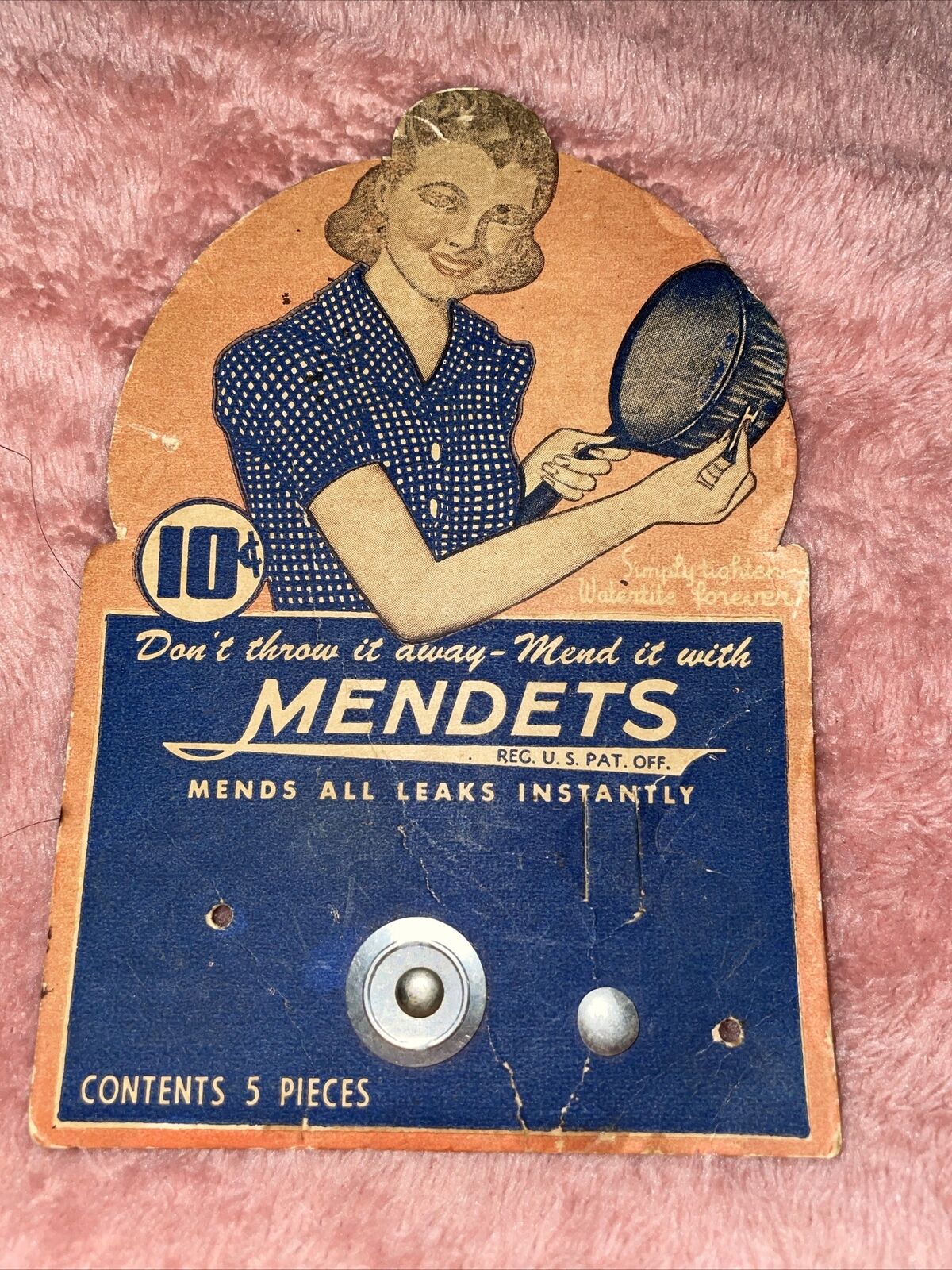 Vintage Mendets Pot & Pan Repair Kit,Original/Complete Point Of Sale Advertising