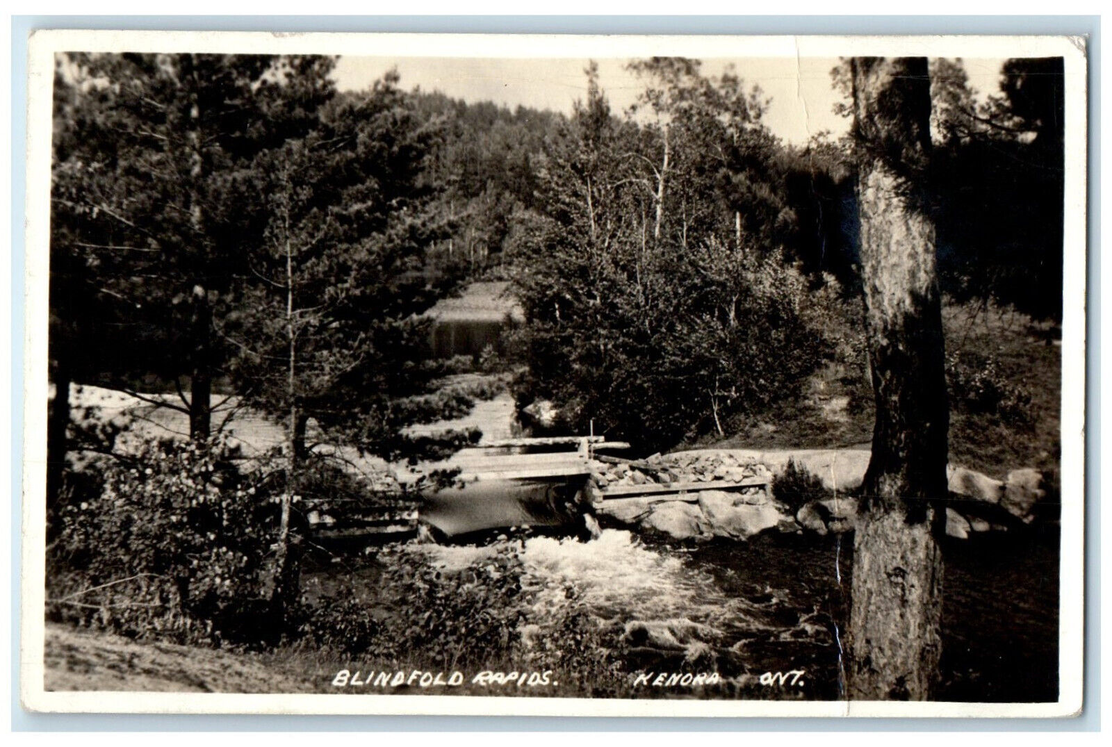 1939 Blindfold Rapids Kenora Ontario Canada Missent RPPC Photo Postcard