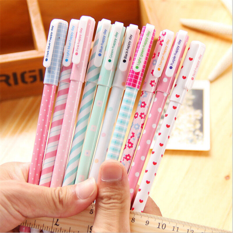 10pcs/lot Cute Office School Accessories 0.38mm Pen Nice Gel Pens Colorful Gift