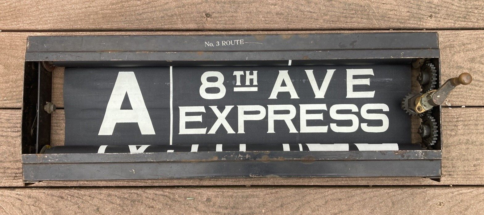 1930-1940 IND/BMT New York Subway R-1/9 Car Side Route Sign Box W/complete Sign