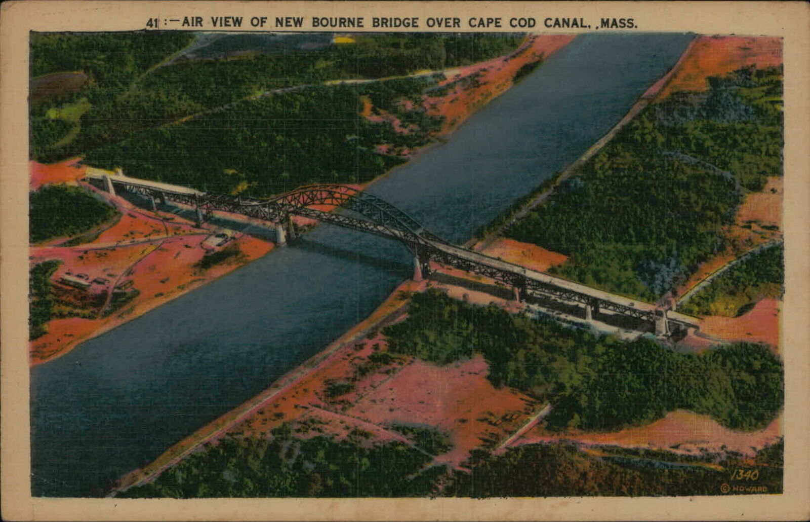 Postcard: 41-AIR VIEW OF NEW BOURNE BRIDGE OVER CAPE COD CANAL, MASS.