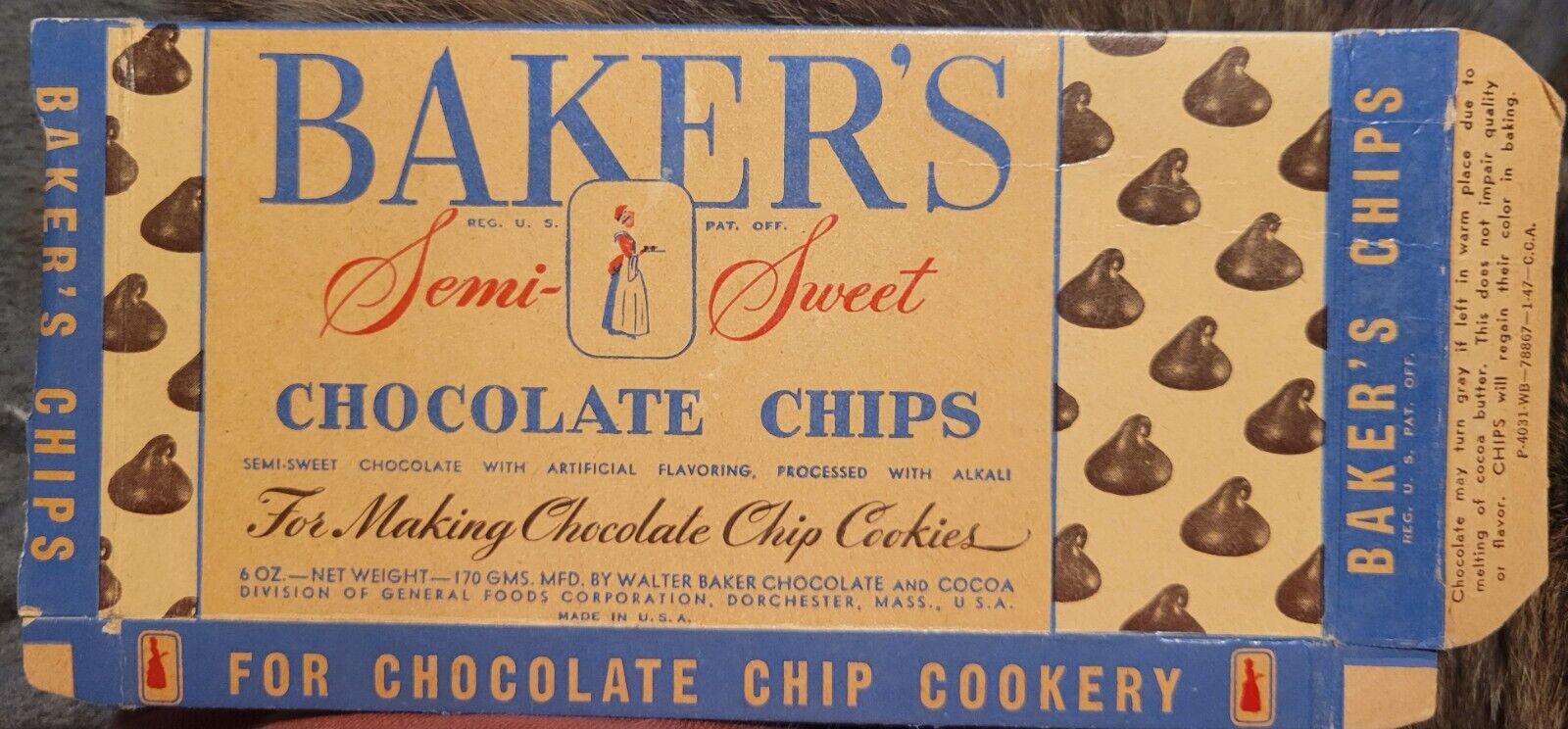 BAKER\'S Chocolate Chips BOX Vintage Advertising