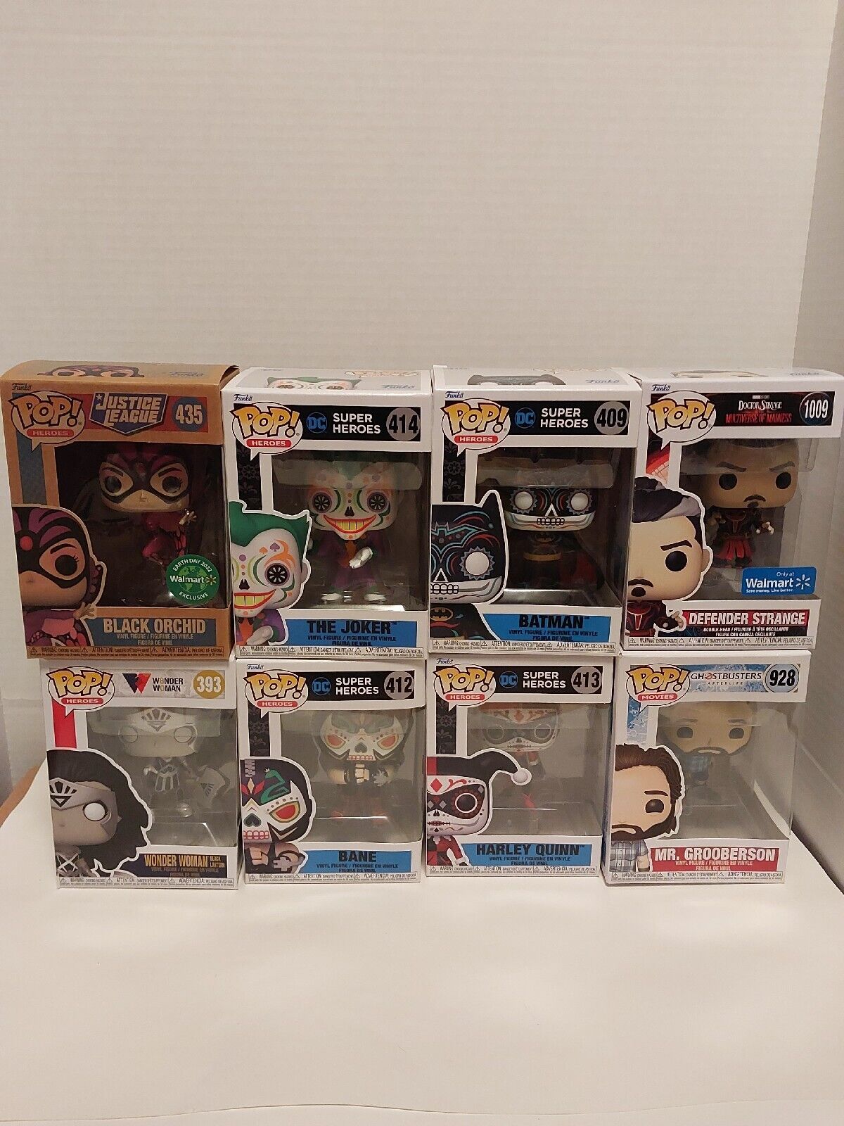 FUNKO POP-LOT of 8 DC/Marvel /G.B. Andcomes with unopened 2014 Lego Batman Cup