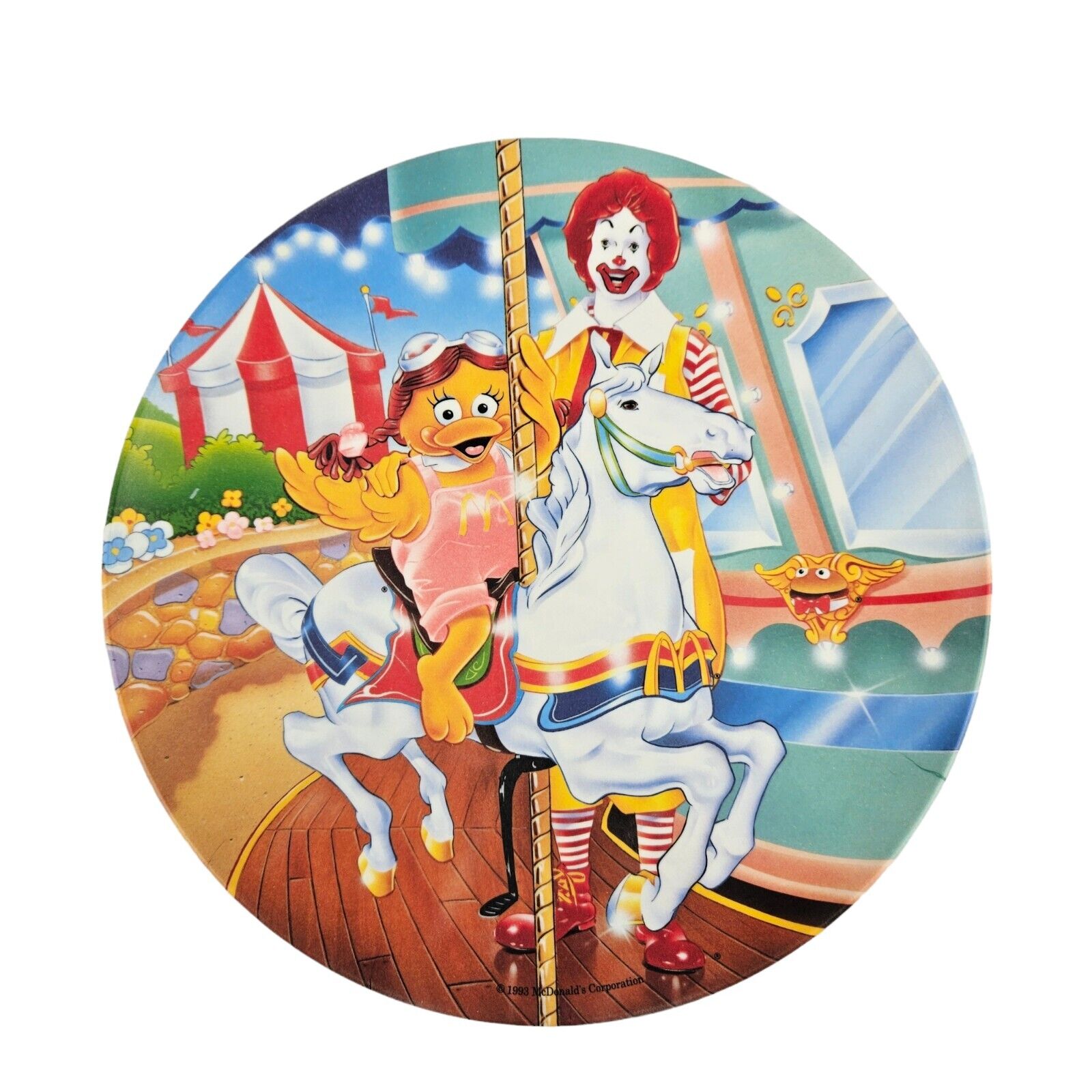 Vtg 1993 McDonald\'s Ronald McDonald & Birdie Plate Merry Go Round Carnival 9.5\
