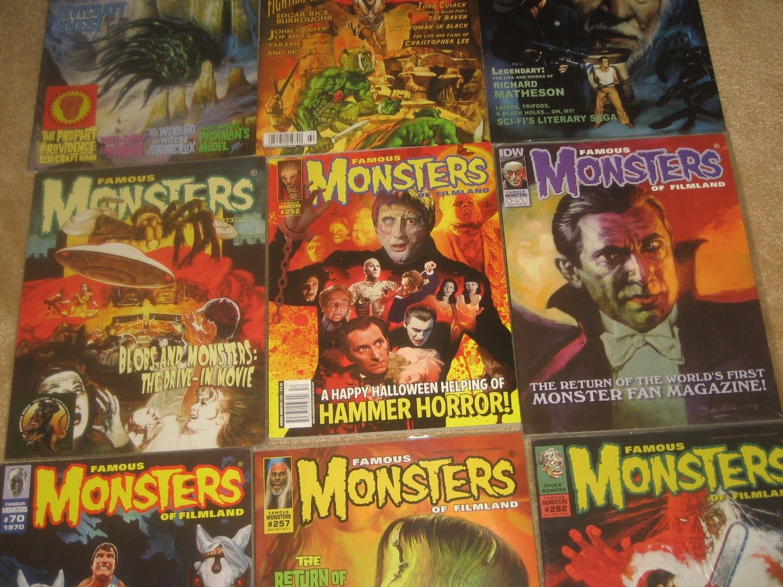 FAMOUS MONSTERS  LOT OF 9  -  Classic monsters   AUCTION  Unread mags