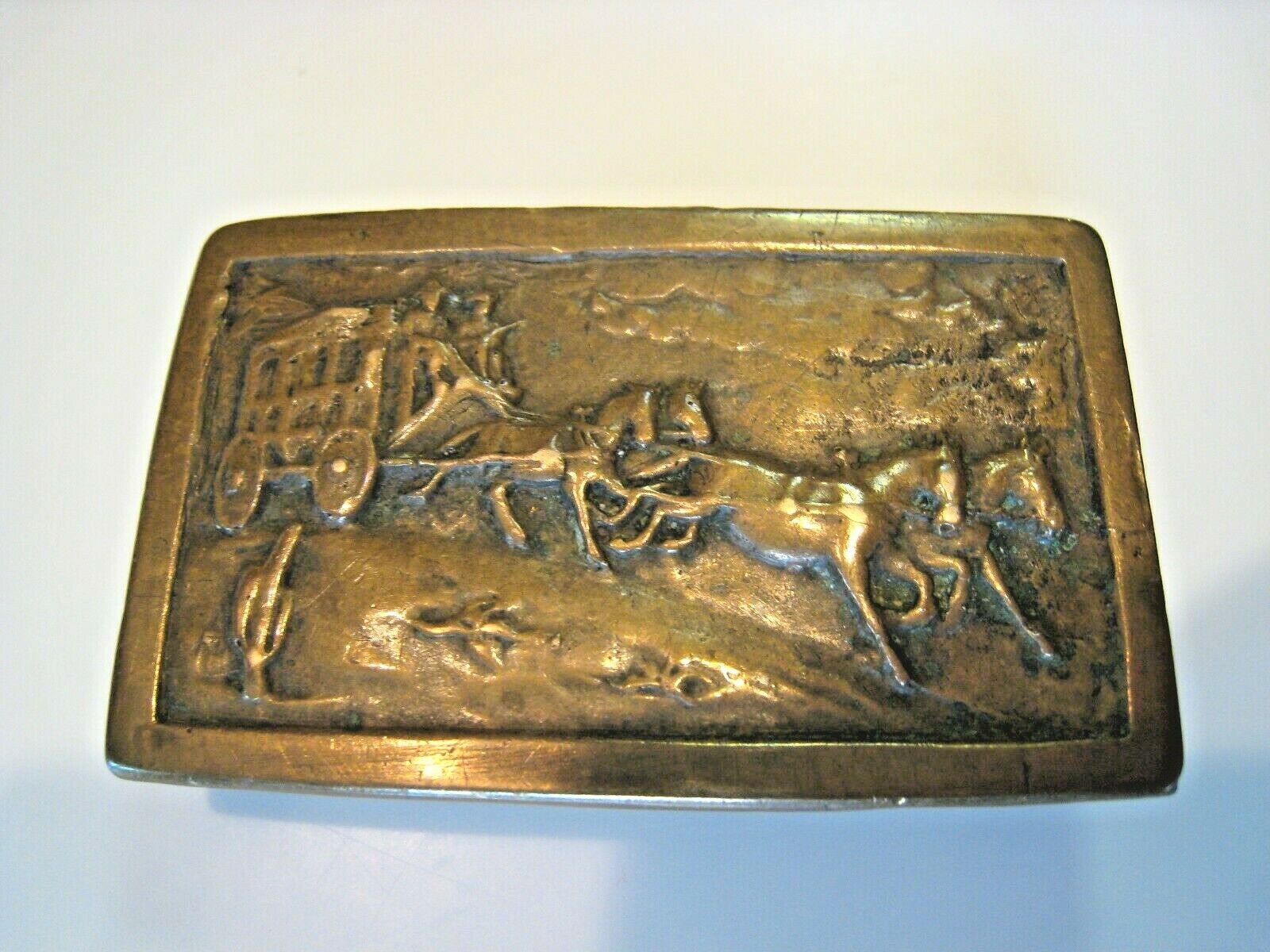 Vintage/ Antique Solid Brass Stagecoach Belt Buckle Very Heavy