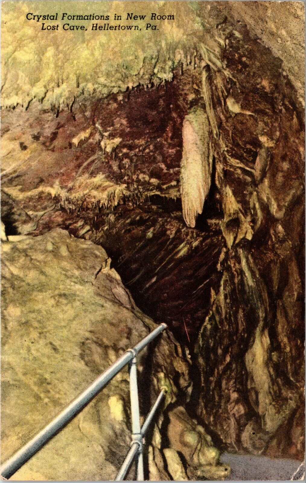 Crystal Formations New Room Lost Cave Hellertown Pennsylvania Vintage Postcard