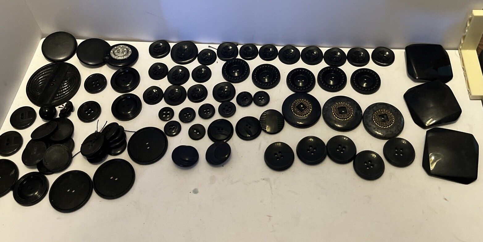 HUGE Lot of Antique BLACK Buttons