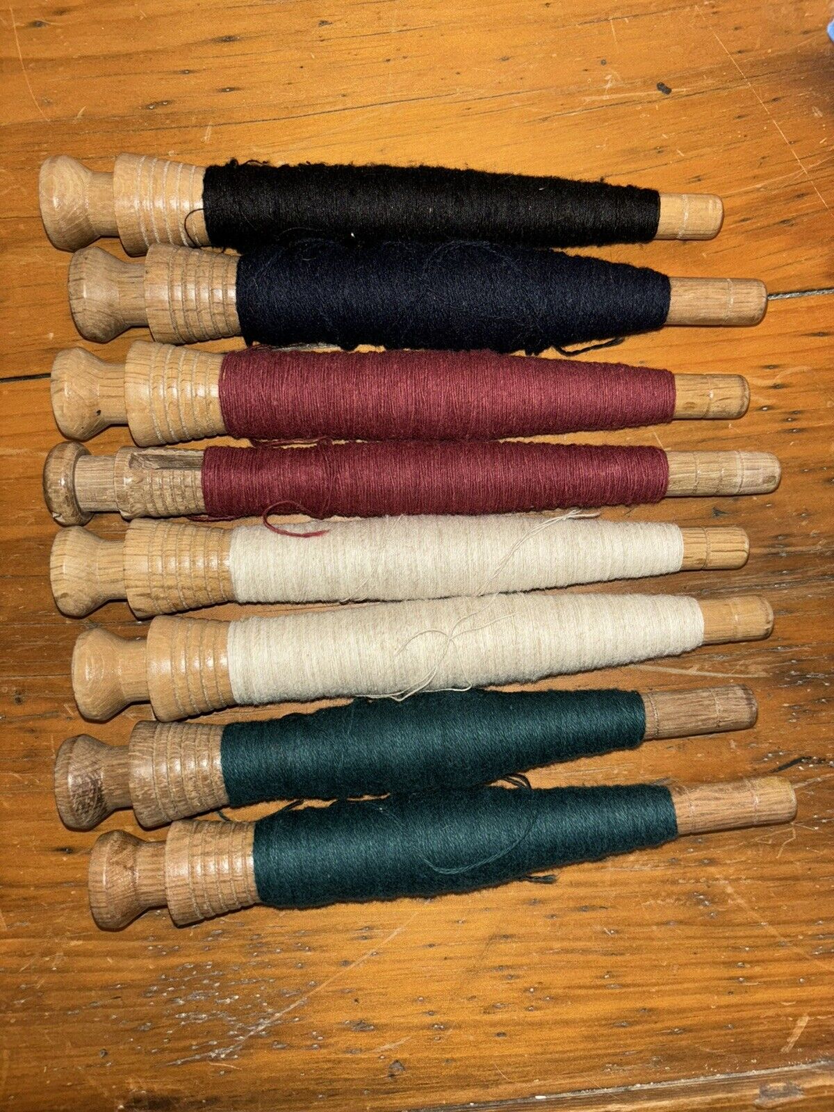 8 Vintage Wooden Spools Textile Mill Thread Bobbins Spindles Lot 8