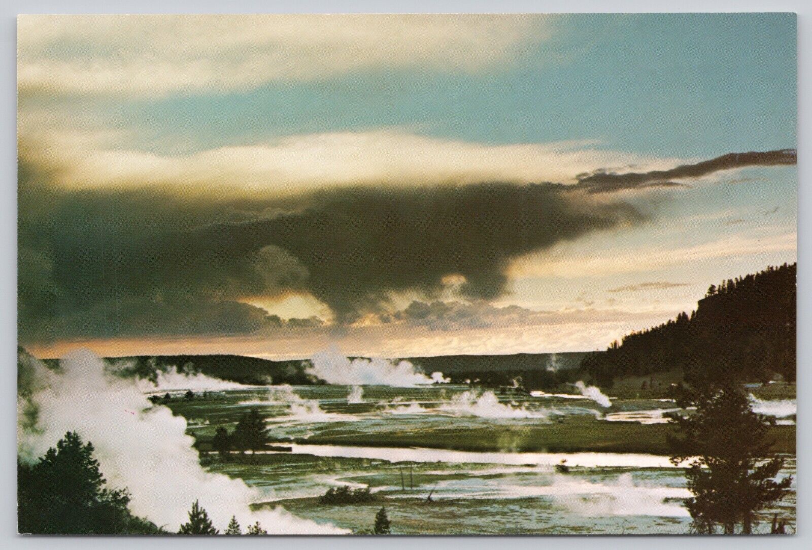 Postcard Wyoming Midway Geyser Basin at Sunset Yellowstone National Park