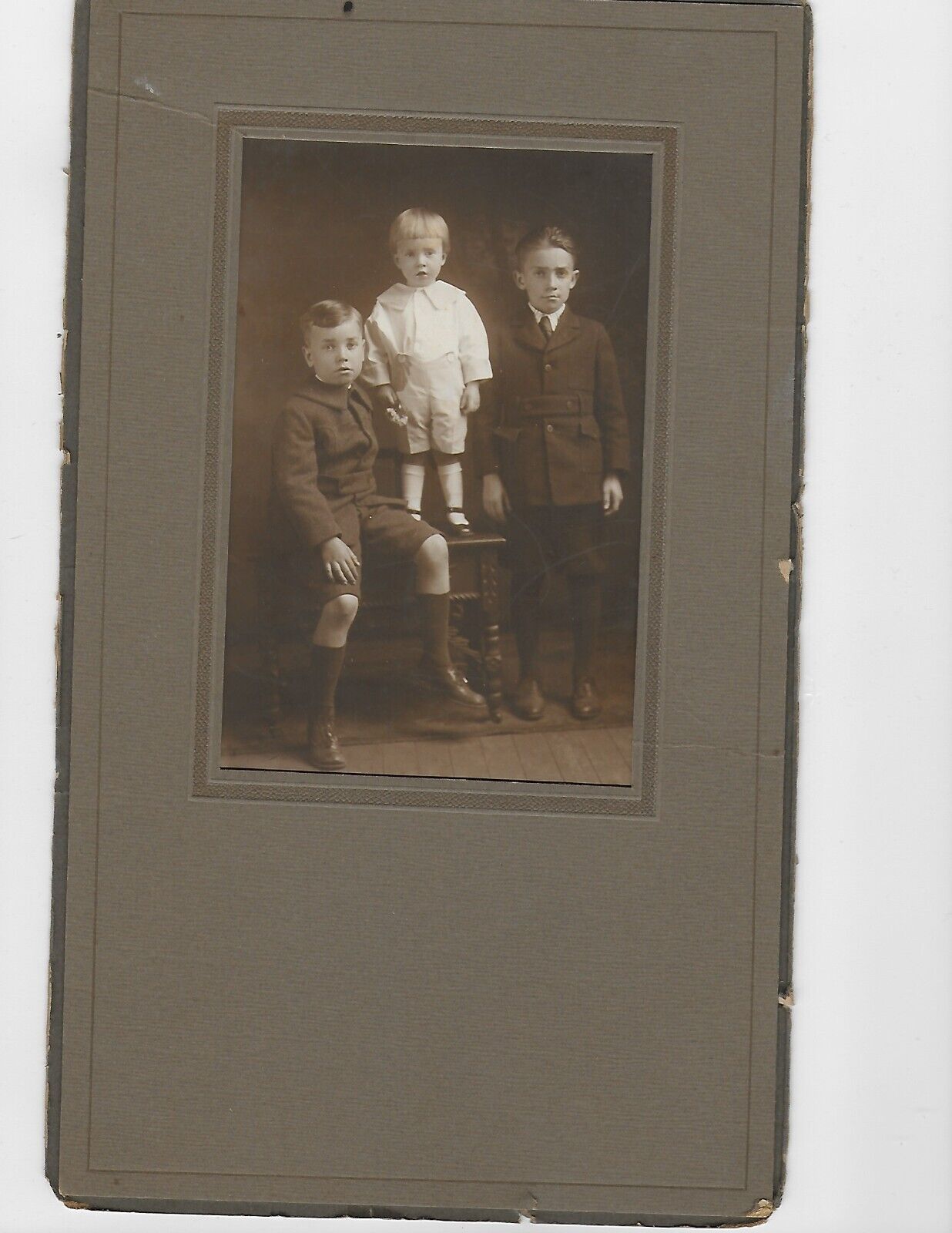 Antique CDV Photo Little Boys Short Pants High Socks Victorian Fashion