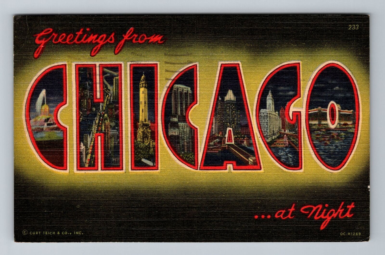 Chicago IL-Illinois, Large Letter General Greetings, c1952 Vintage Postcard