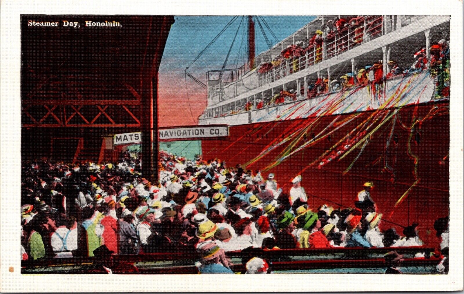 Postcard Steamer Day Steamship Docked in Honolulu, Hawaii~138006