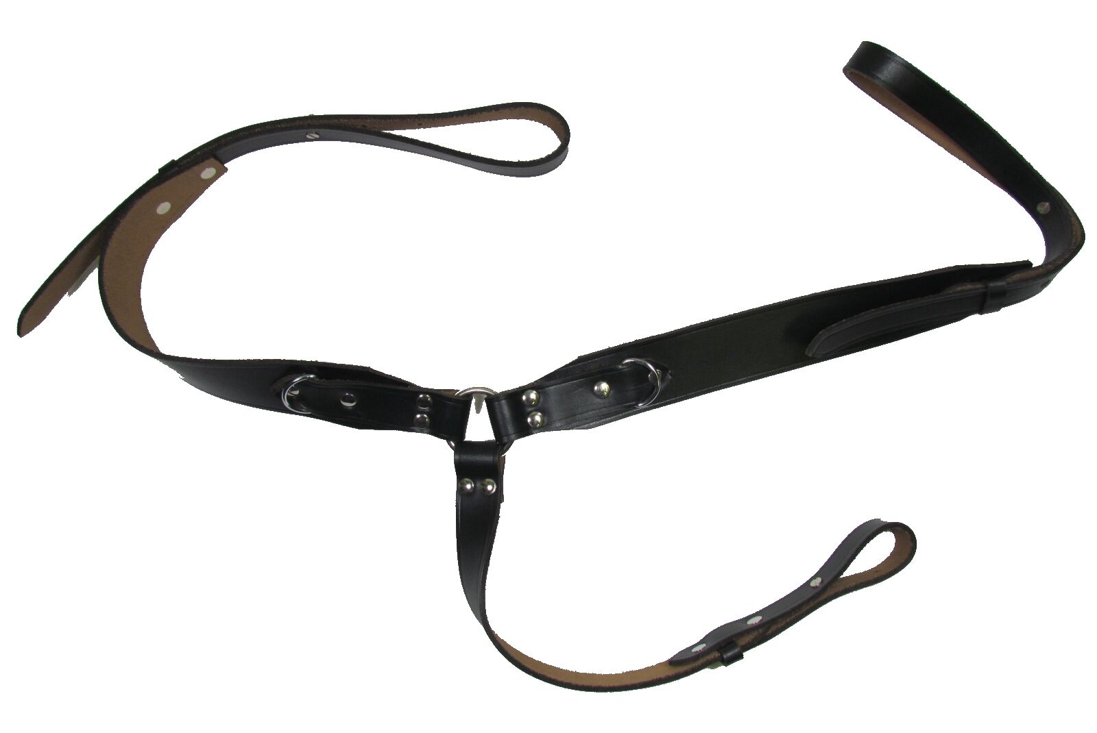 Braces Vintage Shoulder Harness, Army Suspenders Braces Black leather R1643