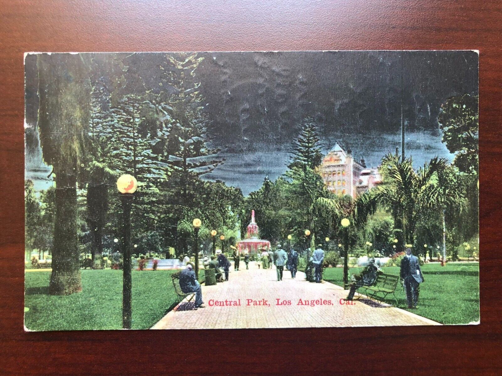 Postcard Central Park, Los Angeles, California, Posted 1912