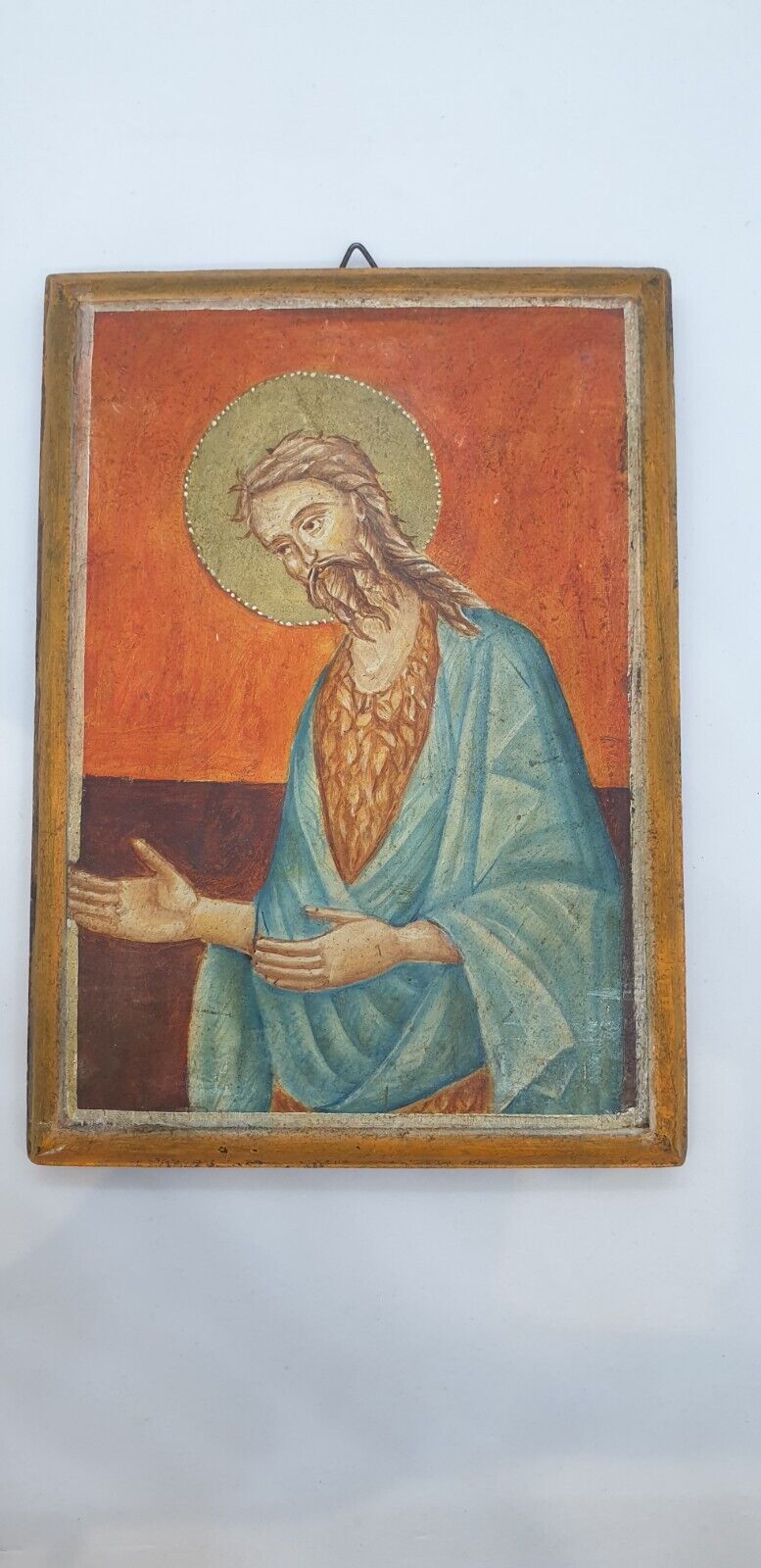 Timeless Masterpiece: Antique Saint John the Baptist Oil Painting