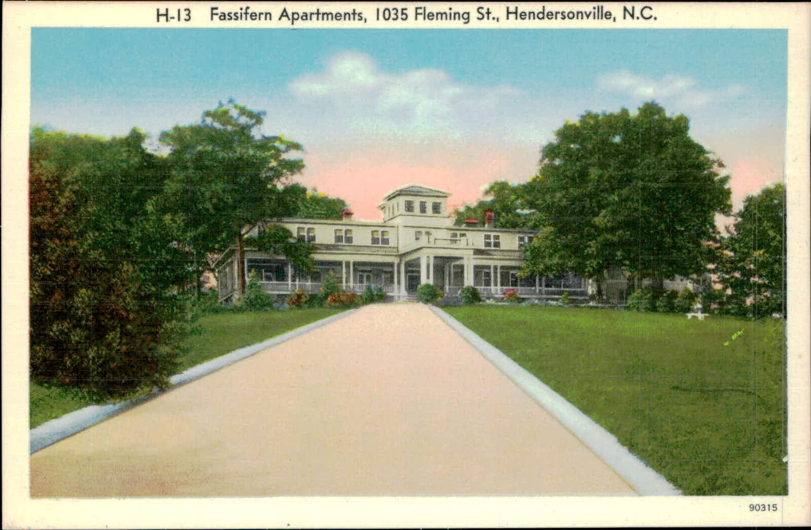 Postcard: H-13 Fassifern Apartments, 1035 Fleming St., Hendersonville,