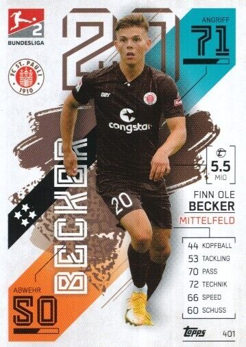 401 FC ST. PAULI - BECKER FINN OLE - GERMANY CARD TOPPS FEDERAL LEAGUE 2022