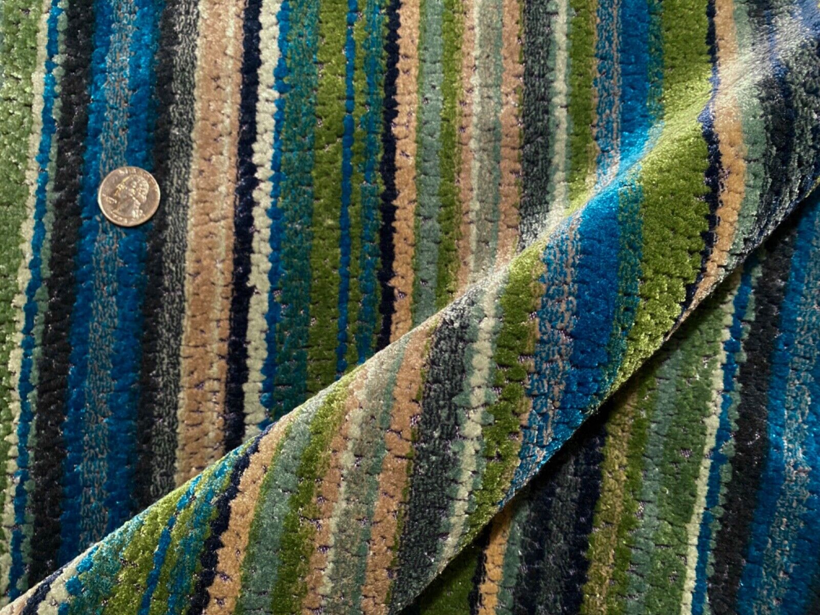 1.2YD KRAVET COUTURE 35767.5 Monterosso Peacock 82% Viscose Velvet Fabric Italy