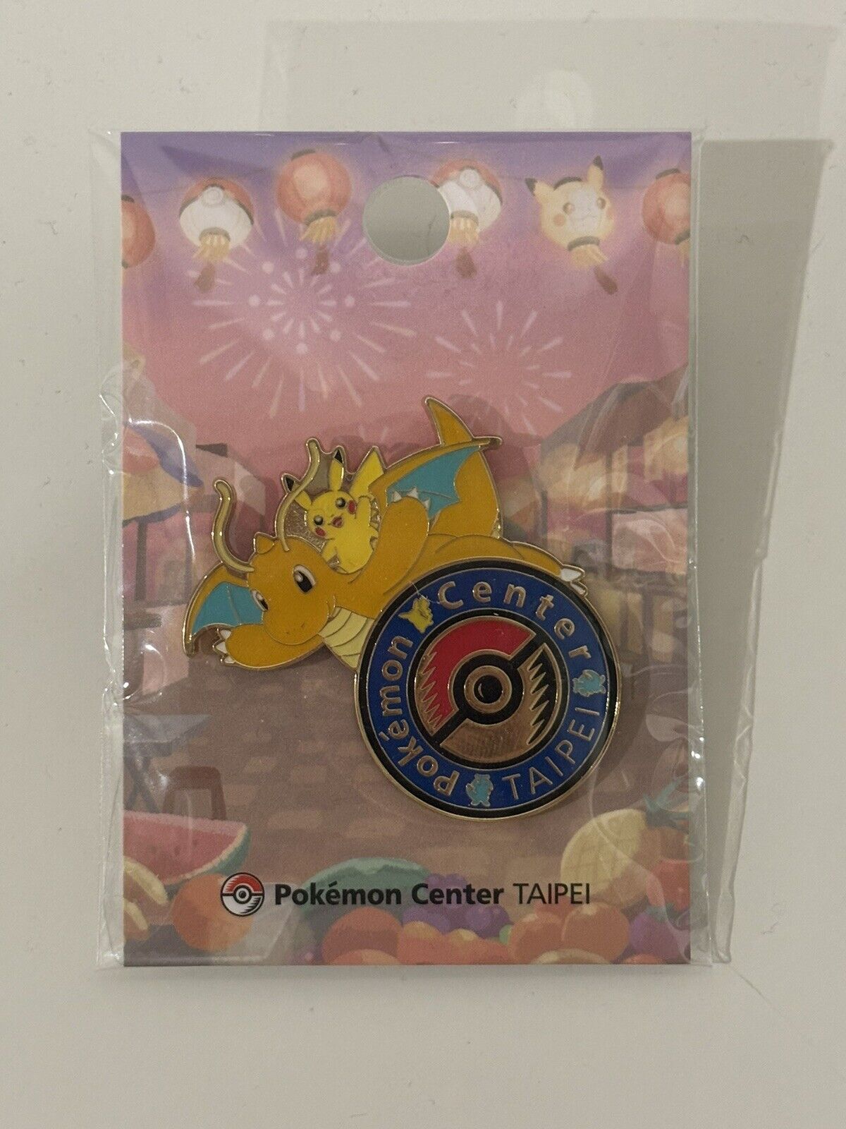 Pokemon Center Dragonite Dragon Taipei Pikachu Logo Pin LIMITED