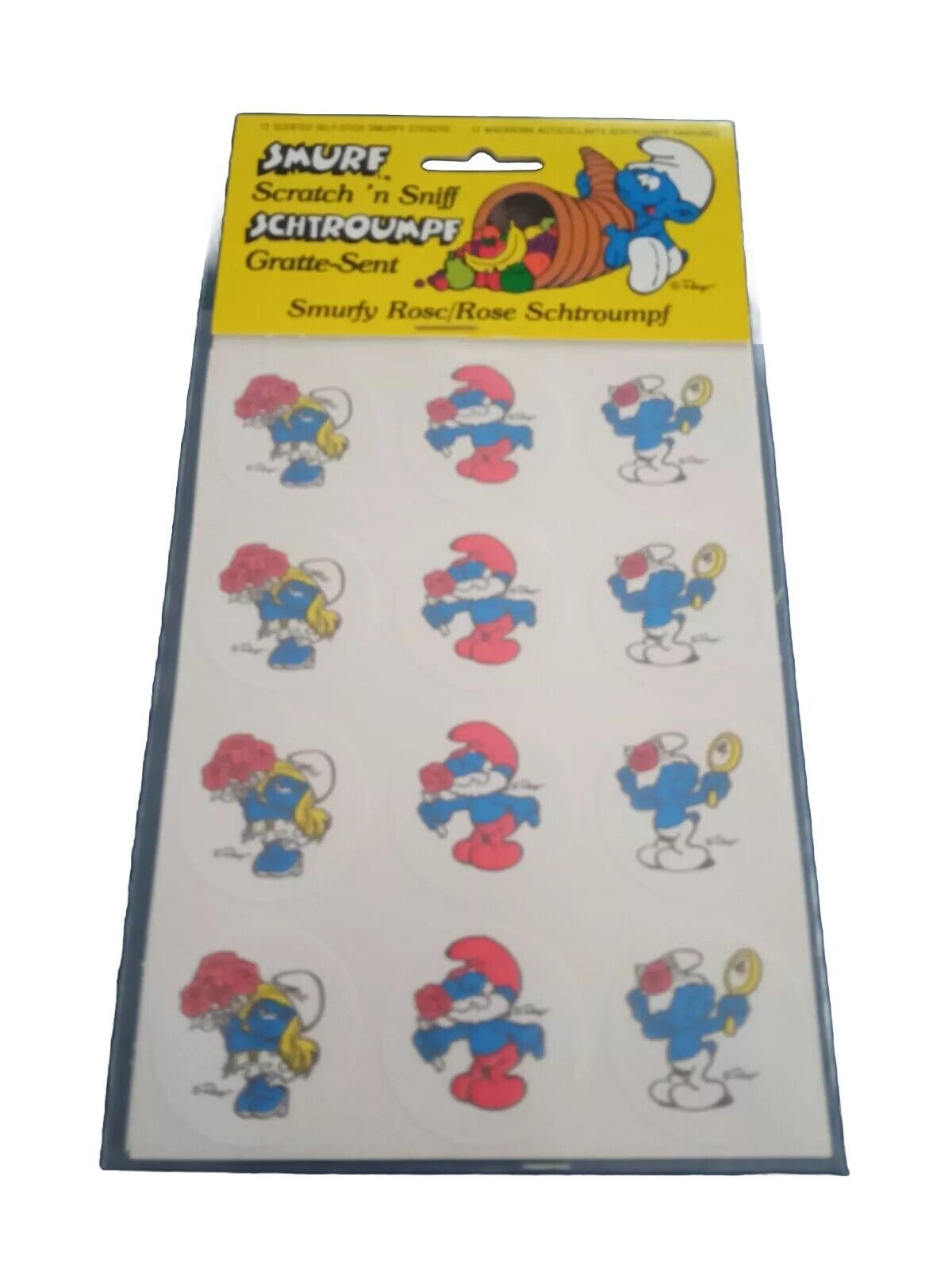 Vintage 1982 Smurf Scratch And Sniff Stickers Smurfy Rose Scent- UNOPENED