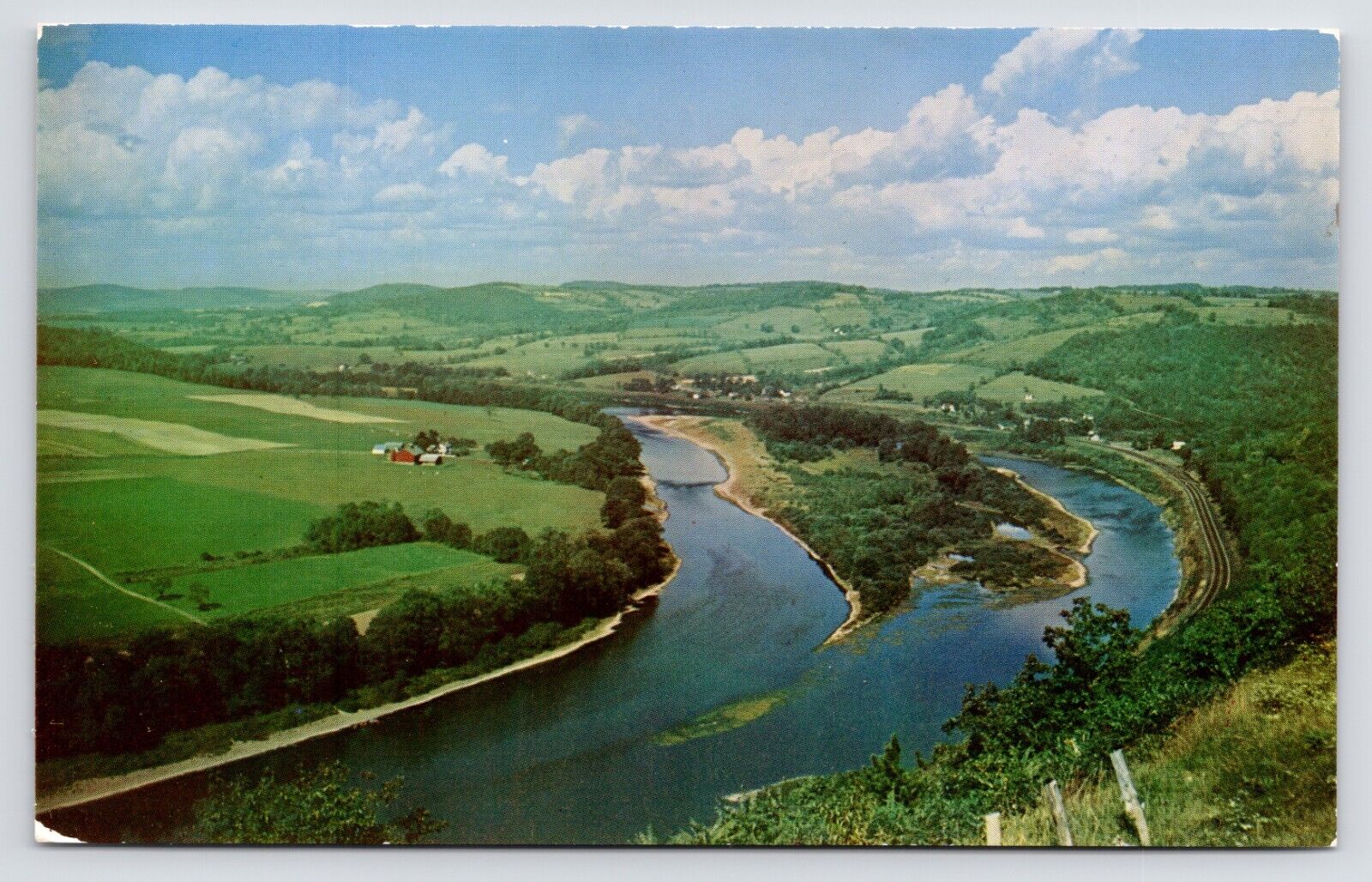 c1950s Frech Azilum Susquehanna River Aerial View Wysox Pennsylvania PA Postcard