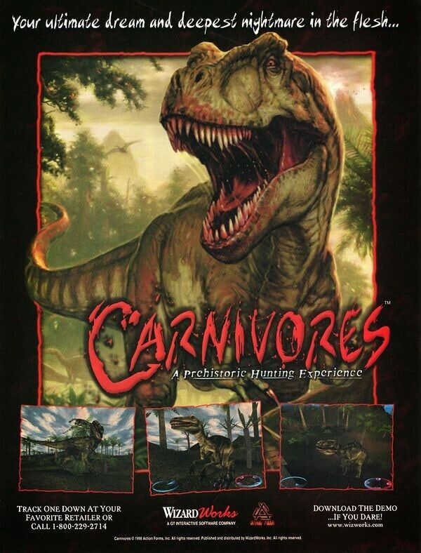 Carnivores PC Original 1998 Ad Authentic Windows Hunting Video Game Promo