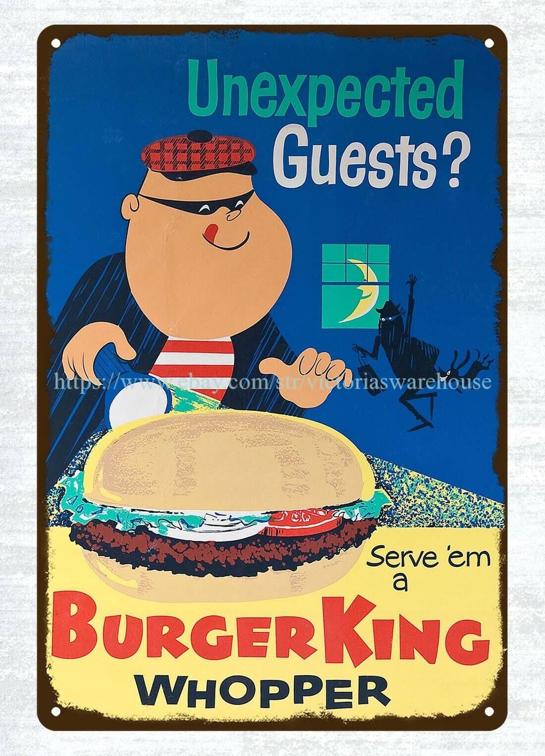 nostalgic  metal wall art 1960s Burger King Poster metal tin sign