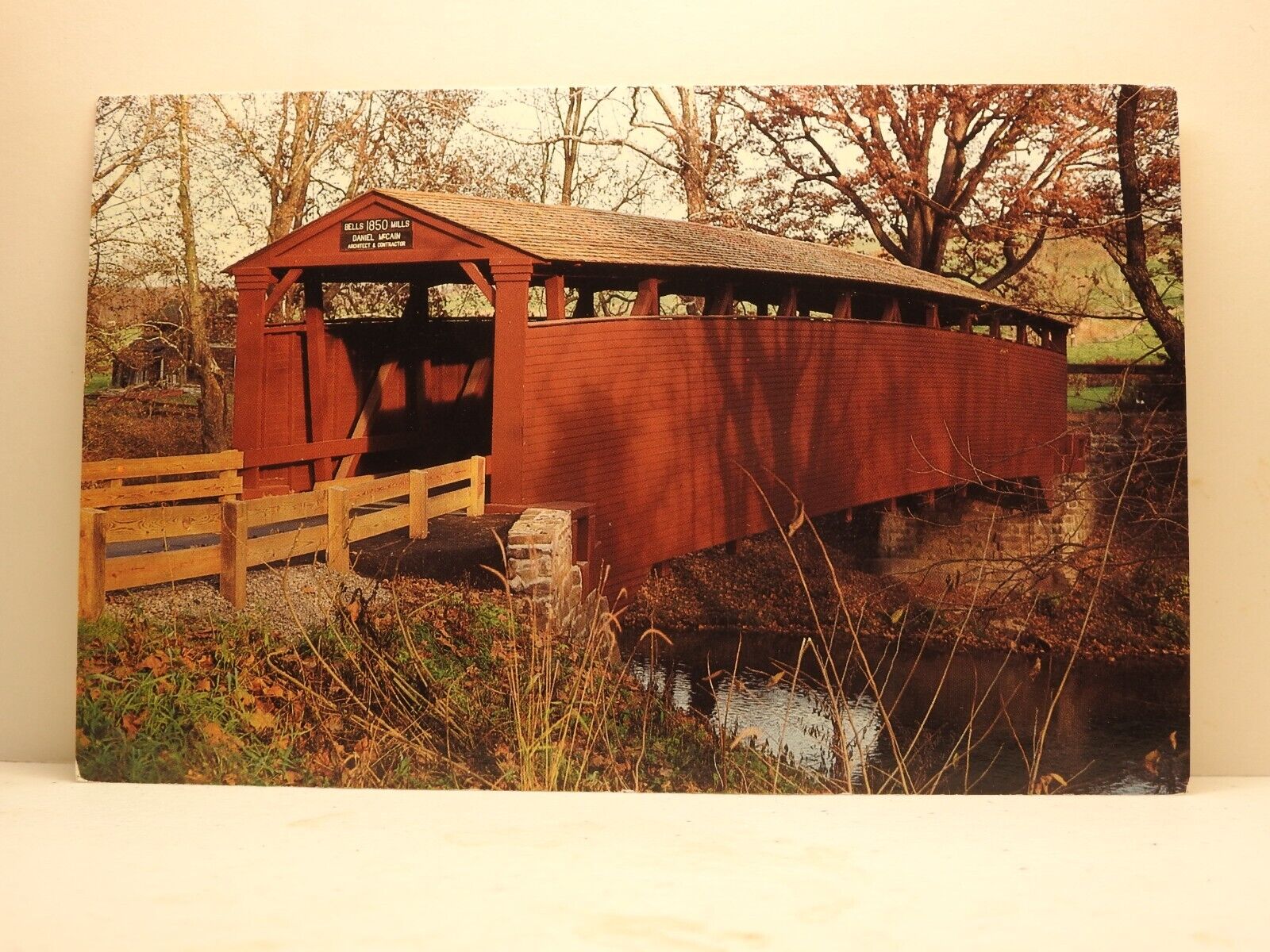 Bell\'s Mills Covered Bridge West Newton Pennsylvania Chrome Postcard B907