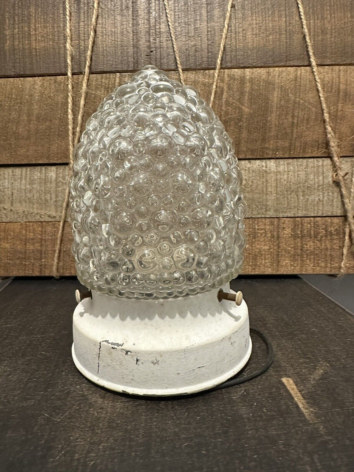 Vintage John Virden Clear Acorn Bubble Glass Ceiling Lamp Underwriters Lab